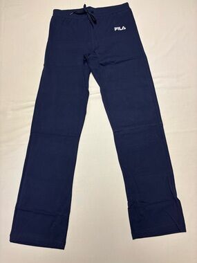 FILA Navy Relaxed Drawstring Yoga Pants with Embroidered Logo